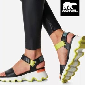 Sorel Women's Black and Green Sandals